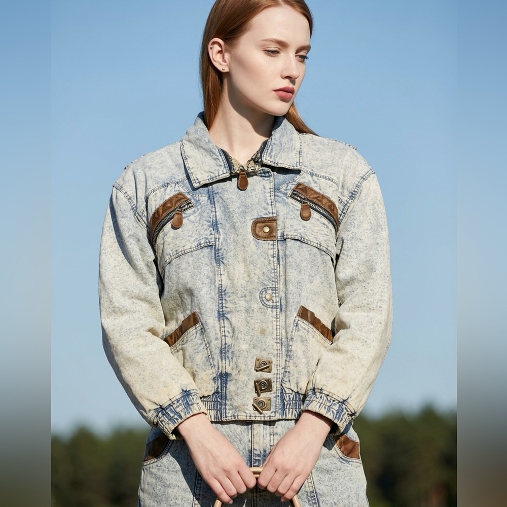 💥 Vintage‎ 80s Willow Bay Sport Acid Wash Denim Jacket Size Medium